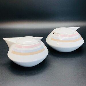 RARE Ranmaru Tempo PEONY Creamer Sugar Set Gallery Collections Japan Mid Century